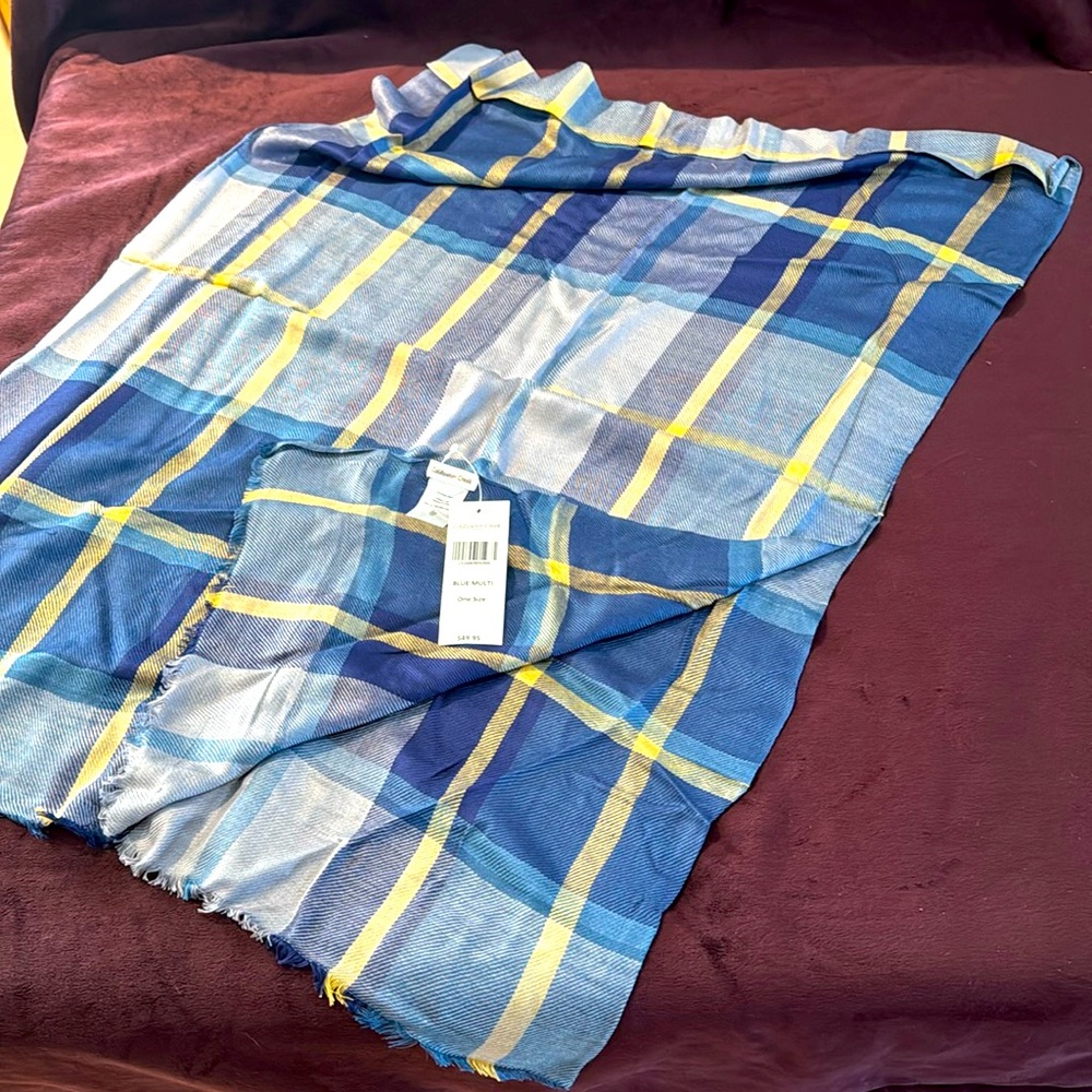 NWT Blue plaid Coldwater Creek scarf